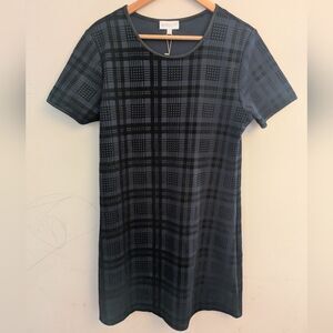 Apricot Navy Plaid Sheath Dress Size L NEW